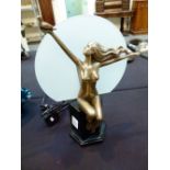 ART DECO BIRD LAMP. Art Deco style lady