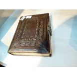 Empty leather bound photograph album