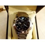 Black multi dial stainless steel Wingmaster wristwatch with matching strap