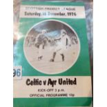 Celtic v Ayr United programme, Saturday 18 December 1976,