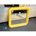 Modern retro style yellow plastic framed mirror