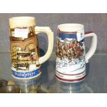 Two stoneware Budweiser advertising mugs