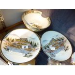 Three oriental items including two plates and a bowl A/F