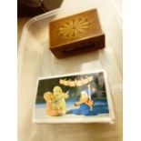 Bestoy miniature matchbox doll and an Edwardian inlaid wood matchbox cover