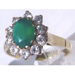 EMERALD & CZ CLUSTER RING.