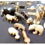 CARVED WOODEN ANIMALS.