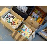 Three boxes of various comics including 200+ Dandy, Beano,