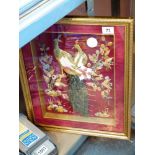 Unusual Oriental style picture with mother of pearl and semi precious pictures,