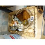 Basket of collectable stone eggs and crystal items