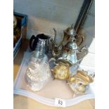 Tray of silver plated items