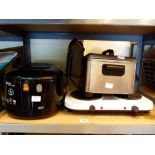 Two counter top deep fat friers both Tefal and a counter top two ring hot plate