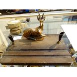 Wooden pen holder with a stag to the top