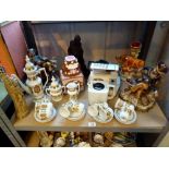 Shelf of mixed ceramics including Capodimonte figurines, Teas Maid,