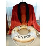 Military dress jacket and a reproduction life belt marked Titanic