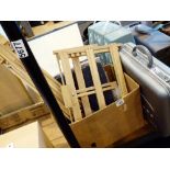 Box of artist materials including floor easel,