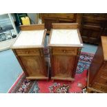 VICTORIAN POT CUPBOARDS. Pair of Victorian pot cupboards with inlay and ormolu decoration.