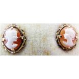 9CT GOLD CAMEO EARRINGS.