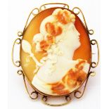 9 CT GOLD CAMEO BROOCH.