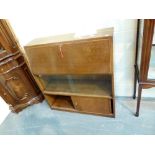 OAK BUREAU. Oak bureau with sliding door