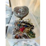 Box of mixed costume jewellery