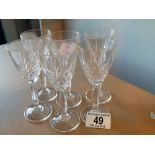Set of six crystal sherry glasses