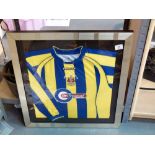 Framed Warrington Town FC football shirt