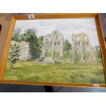 Oil on board unsigned picture of Roche Abbey,