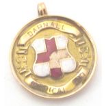 9 CT ENAMEL MEDAL.