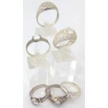 925 STONE SET RINGS. Six 925 silver ston