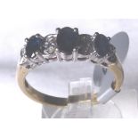 9 CT SAPPHIRE & DIAMOND RING. 9 ct gold