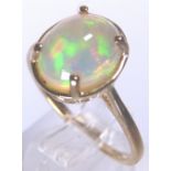 9 CT OPAL SOLITAIRE. 9 ct gold Welo opal