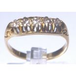 18 CT DIAMOND RING. 18 ct gold antique f