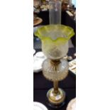 BRASS PARAFFIN LAMP. Brass and glass par