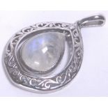 MOONSTONE PENDANT. Hand crafted silver m