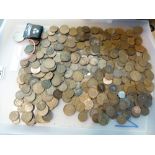 Tray of mixed copper coinage