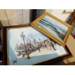 Venetian watercolour print signed Nitschket