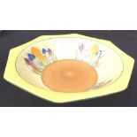 CLARICE CLIFF FRUIT BOWL. Large octagona