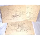 L.S. LOWRY SKETCHES. Three sketches sign