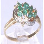 9 CT EMERALD & DIAMOND RING.