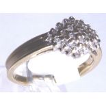DIAMOND CLUSTER RING. 9ct gold 0.