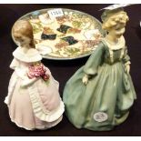 TWO ROYAL WORCESTER FIGURES. Royal Worcester ceramic figures, Modesty and Grandmother's dress.