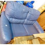 BLUE LEATHER SETTEE.