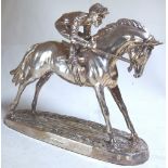 HALLMARKED SILVER HORSE. Hallmarked silver horse and jockey signed R .