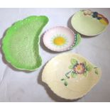 CARLTONWARE FLORAL PIN DISHES. Four Carltonware floral pin dishes, different designs.