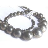 PYRITE NECKLACE. Pyrite graduated bead n