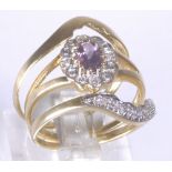 9 CT WEDDING SET. 9ct gold amethyst and