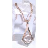 9 K MORGANITE PENDANT. 9 K rose gold pin