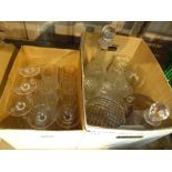 Two boxes of mixed glass items