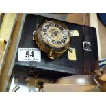 Cased radio brass alarm clock and a retro transistor alarm radio