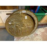 Two large brass antique style wall plaques